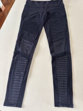 ALO Yoga Black Moto Ribbed Leggings